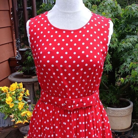 Vintage Serbin Red Polka Dot Dress Tomato Girl - Picture 2 of 9